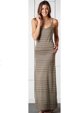Toad&Co Long Island Dress Brown Print Maxi Dress Small Tencel Organic Cotton